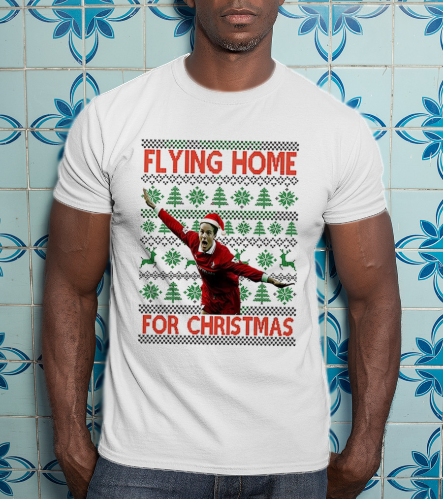 Swindon Town Jan Aage Fjortoft Flying Home For Christmas Ugly Xmas Sweater T-Shirt