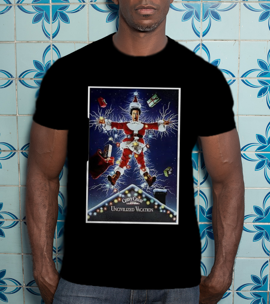 Chevy Chase Lampoon's Uncivilized Vacation Christmas 1989 T-Shirt