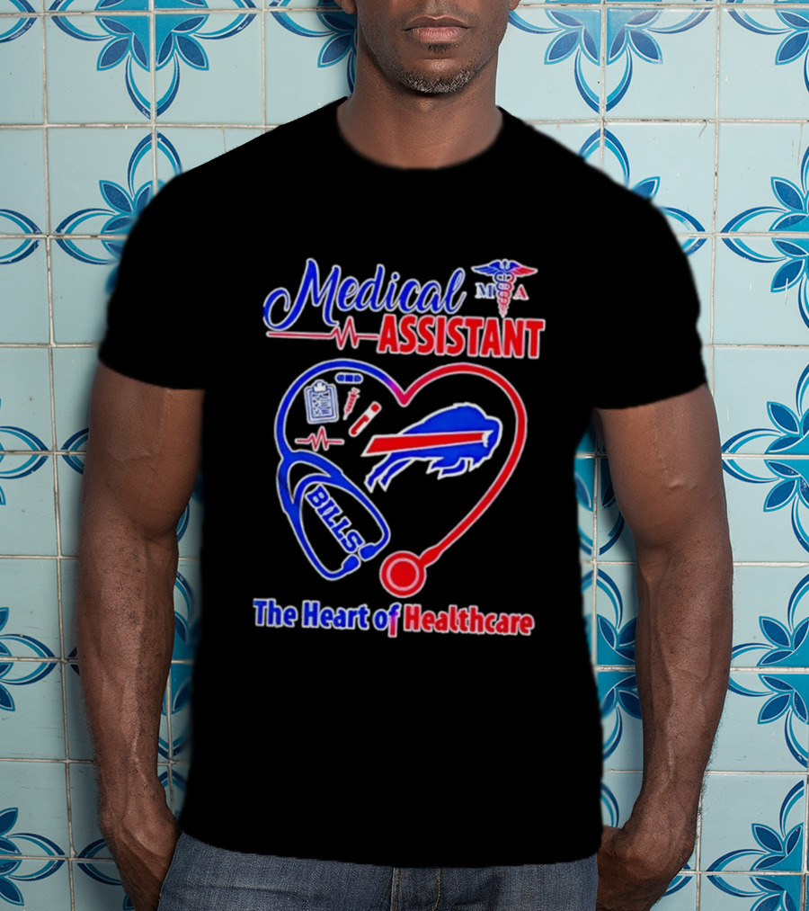 Buffalo Bills Stethoscope Medical Assistant Heart Of Healthcare T-Shirt