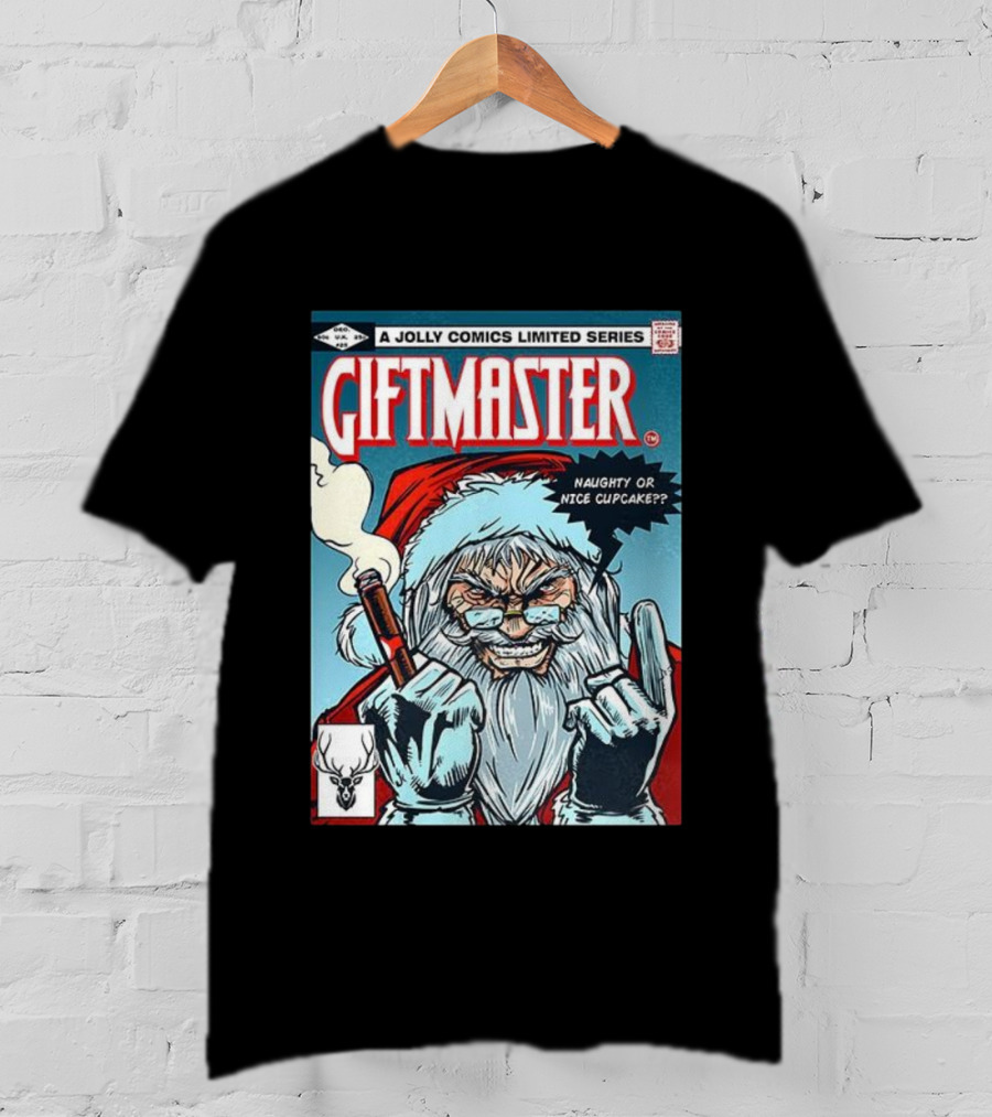 Giftmaster Jolly Comics Naughty Or Nice Cupcake Christmas T-Shirt