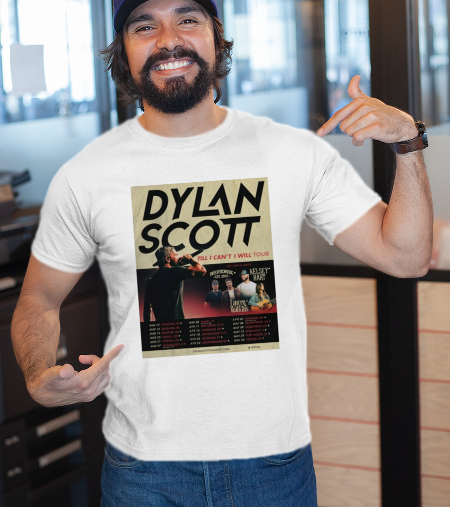 Dylan Scott Till I Can’t I Will Tour 2026 Twelve OC Music Kelsey Hart Lauren Watkins T-Shirt