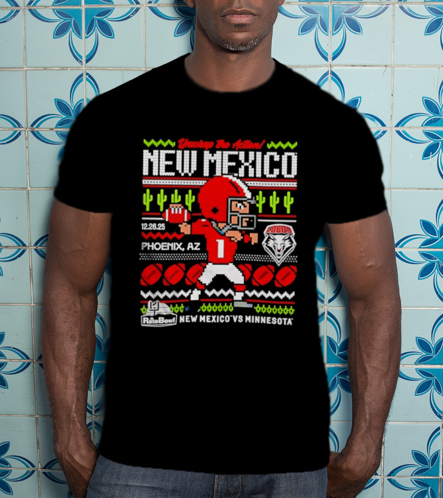 New Mexico Vs Minnesota 2025 Rate Bowl Phoenix AZ Lobos Ugly Christmas T-Shirt