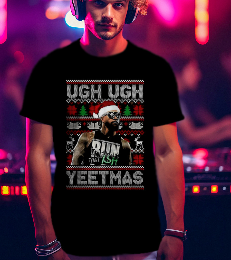 Jey Uso WWE Ugh Ugh Yeetmas Ugly Christmas Sweater Santa Hat T-Shirt