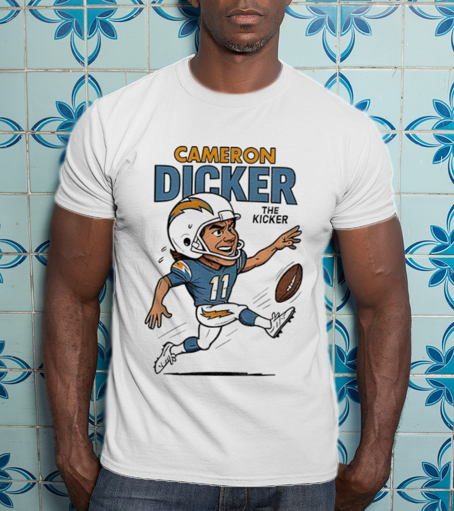 Cameron Dicker Kicker Caricature Los Angeles Chargers Football NFL T-Shirt
