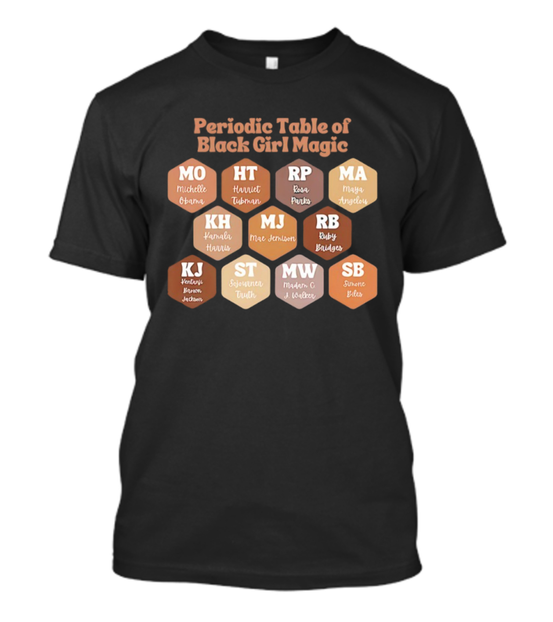 Periodic Table Of Black Girl Magic MO HT RP MA KH MJ RB KJ ST MW SB T-Shirt