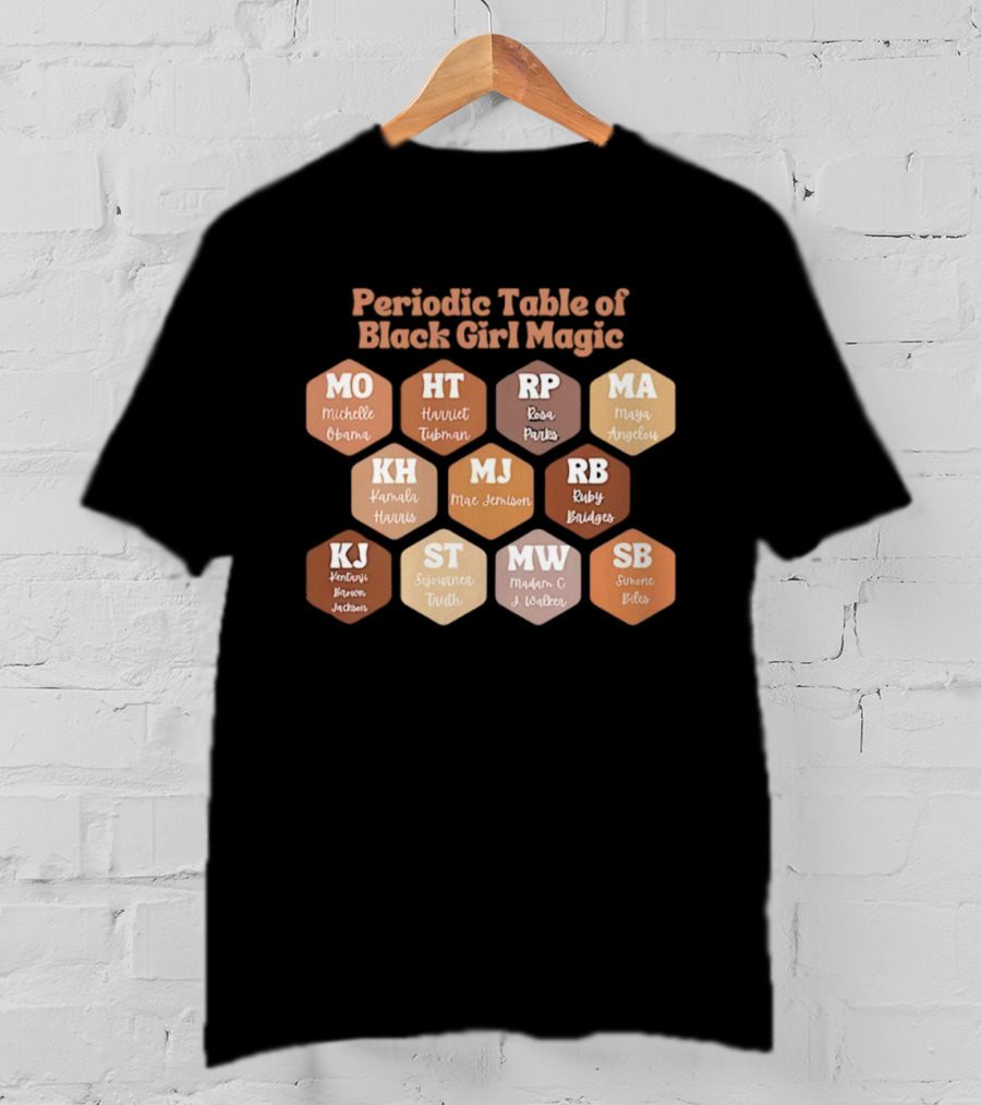 Periodic Table Of Black Girl Magic MO HT RP MA KH MJ RB KJ ST MW SB T-Shirt
