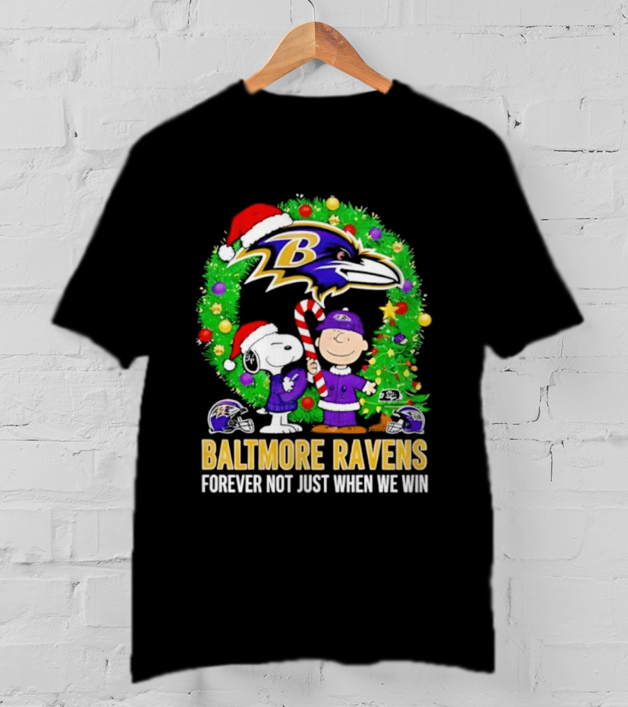 Baltimore Ravens Christmas Snoopy Forever Not Just When We Win T-Shirt