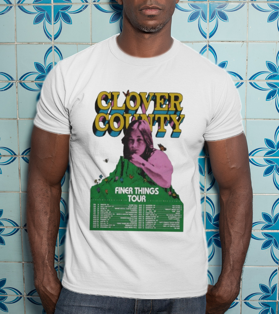 Clover County Finer Things Tour 2026 Vintage Art With Pink And Green Aesthetic T-Shirt