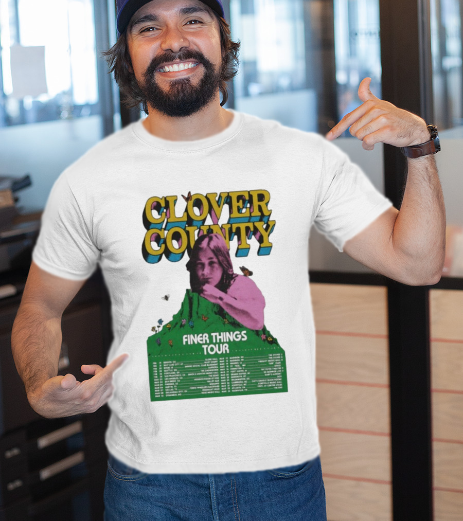 Clover County Finer Things Tour 2026 Vintage Art With Pink And Green Aesthetic T-Shirt