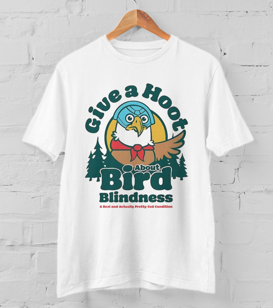 Give A Hoot About Bird Blindness Forest Conservation Turtle Owl T-Shirt