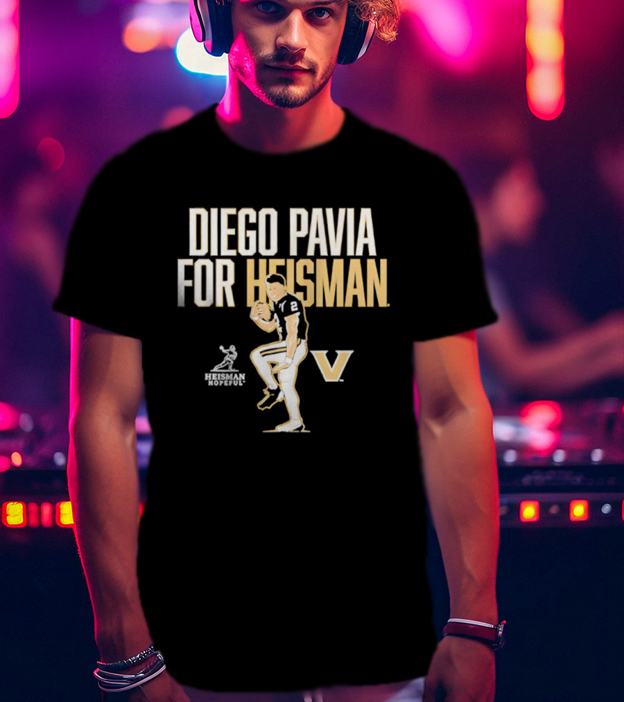 Diego Pavia For Heisman Vanderbilt Commodores Football V Logo T-Shirt