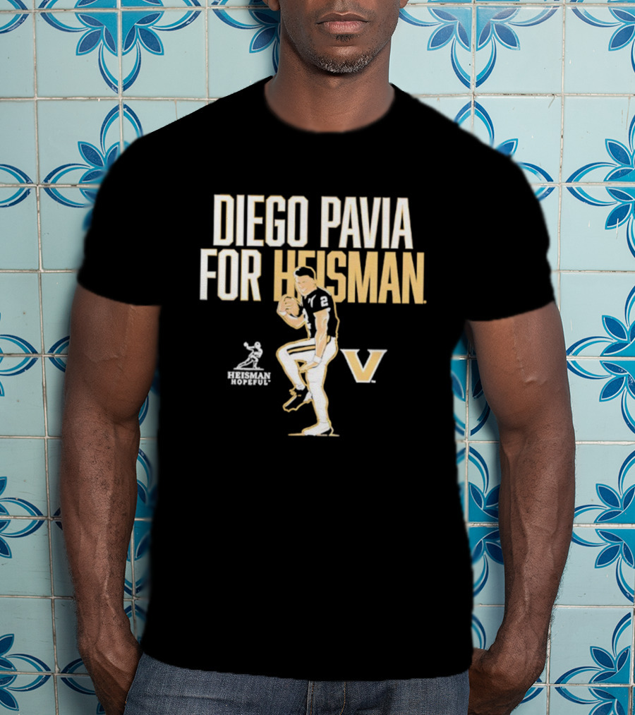 Diego Pavia For Heisman Vanderbilt Commodores Football V Logo T-Shirt