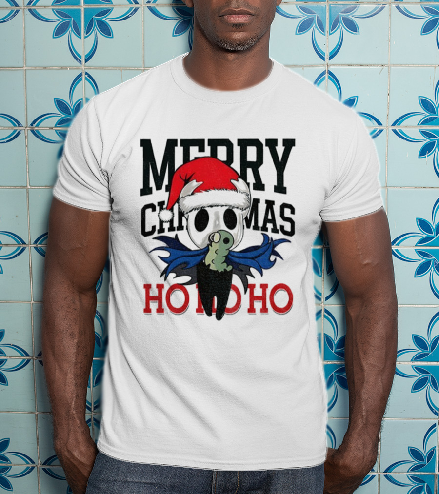 Merry Christmas Ho Ho Ho Hollow Knight Ringer Santa Hat T-Shirt