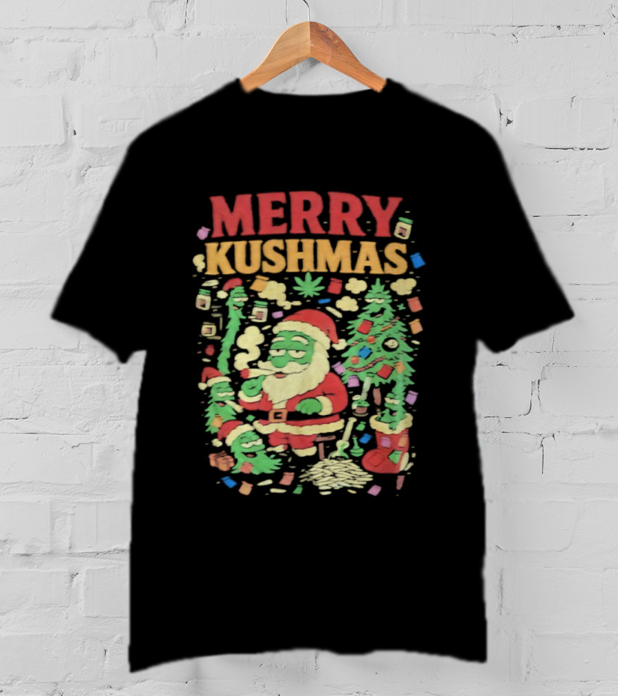 Merry Kushmas Santa Claus Smoking Christmas Tree T-Shirt