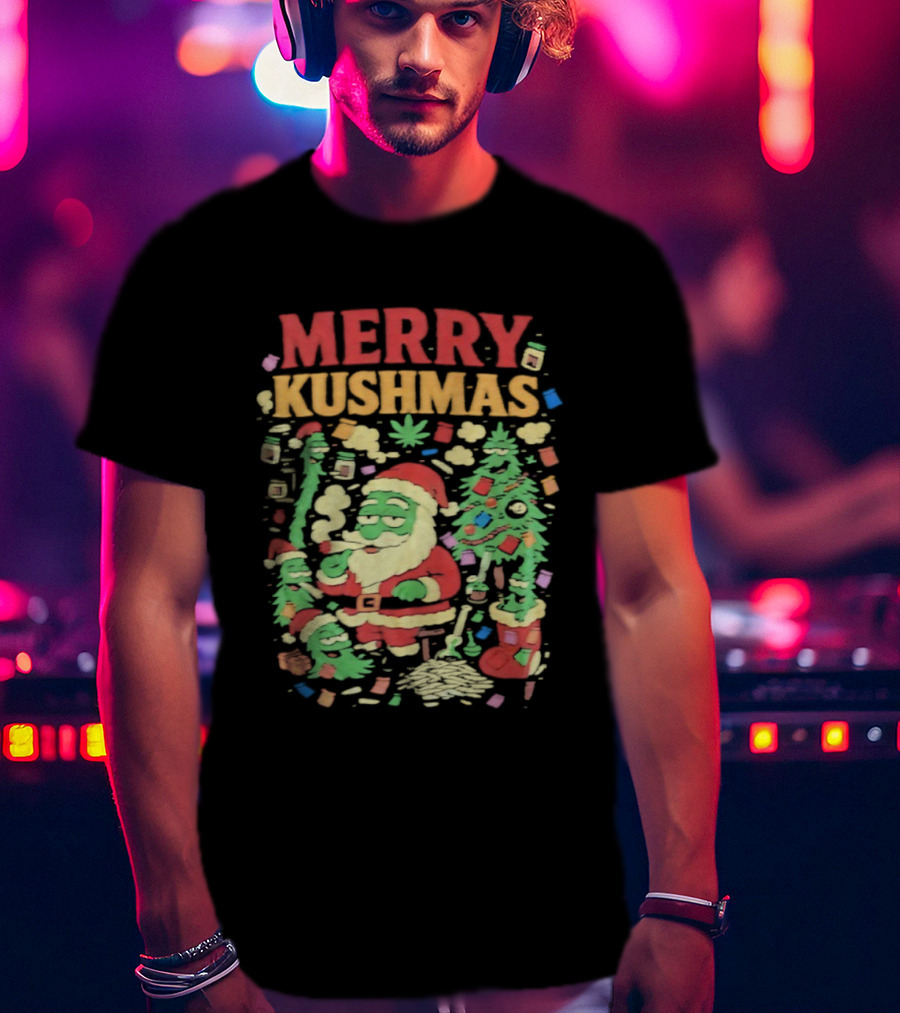 Merry Kushmas Santa Claus Smoking Christmas Tree T-Shirt
