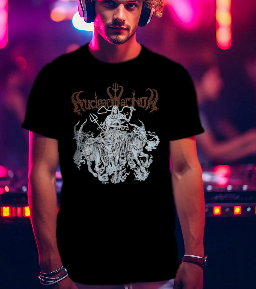 Skeleton Nuclear War Now Witch Hunt Theme T-Shirt