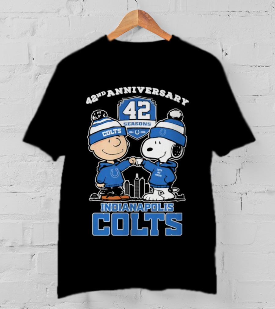 Snoopy Charlie Brown Indianapolis Colts 42nd Anniversary Seasons T-Shirt
