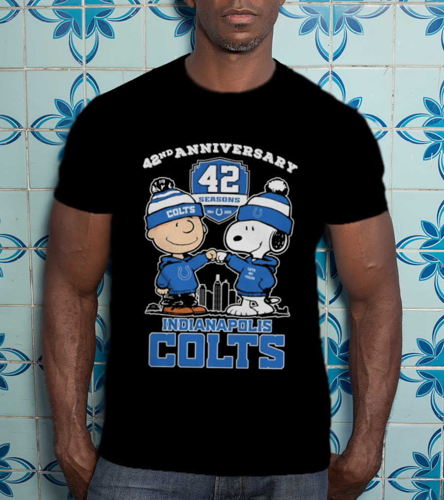 Snoopy Charlie Brown Indianapolis Colts 42nd Anniversary Seasons T-Shirt