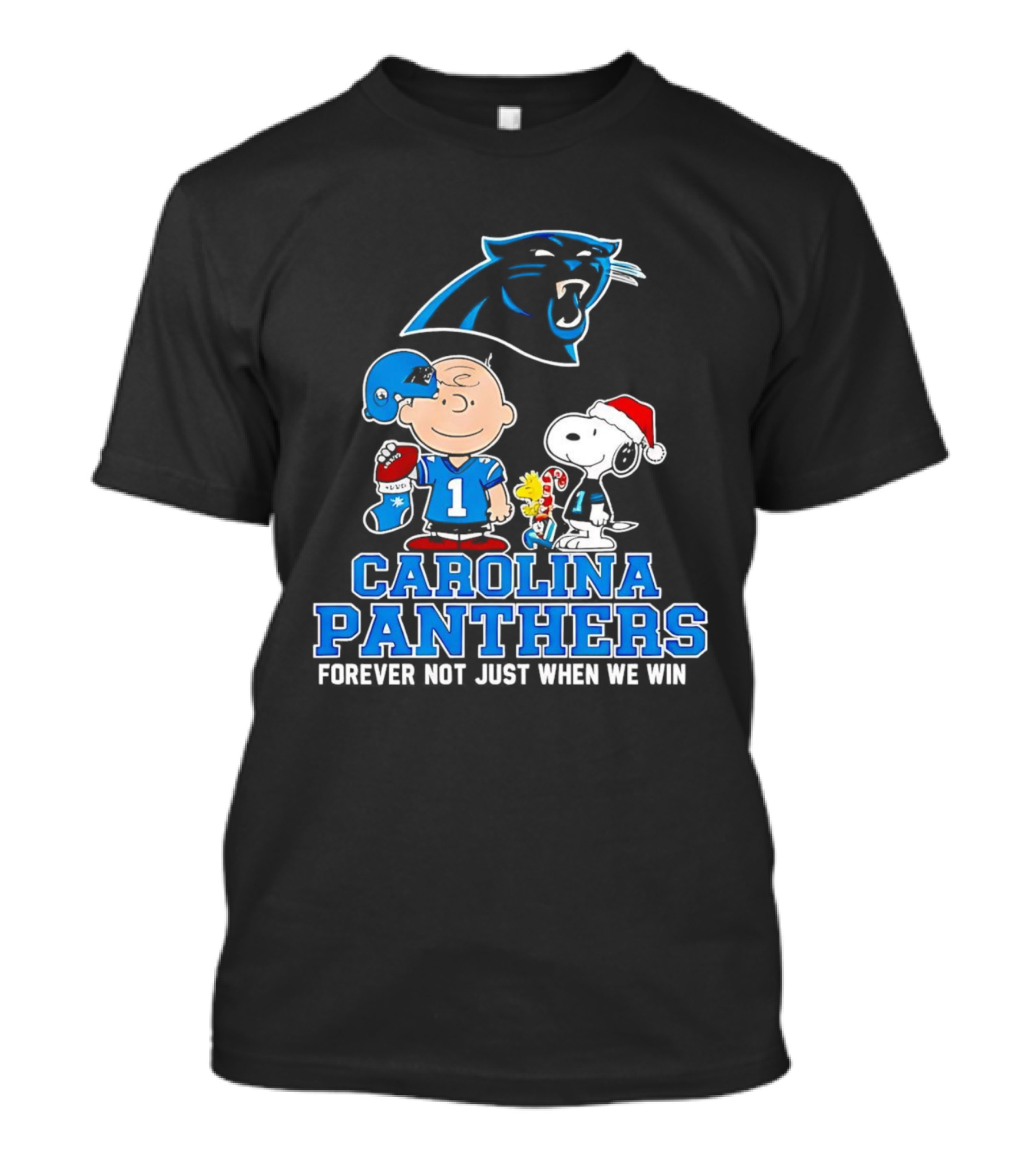 Carolina Panthers Snoopy Christmas Forever Not Just When We Win T-Shirt