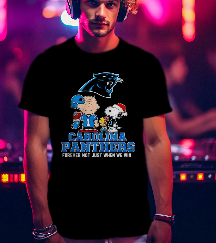 Carolina Panthers Snoopy Christmas Forever Not Just When We Win T-Shirt