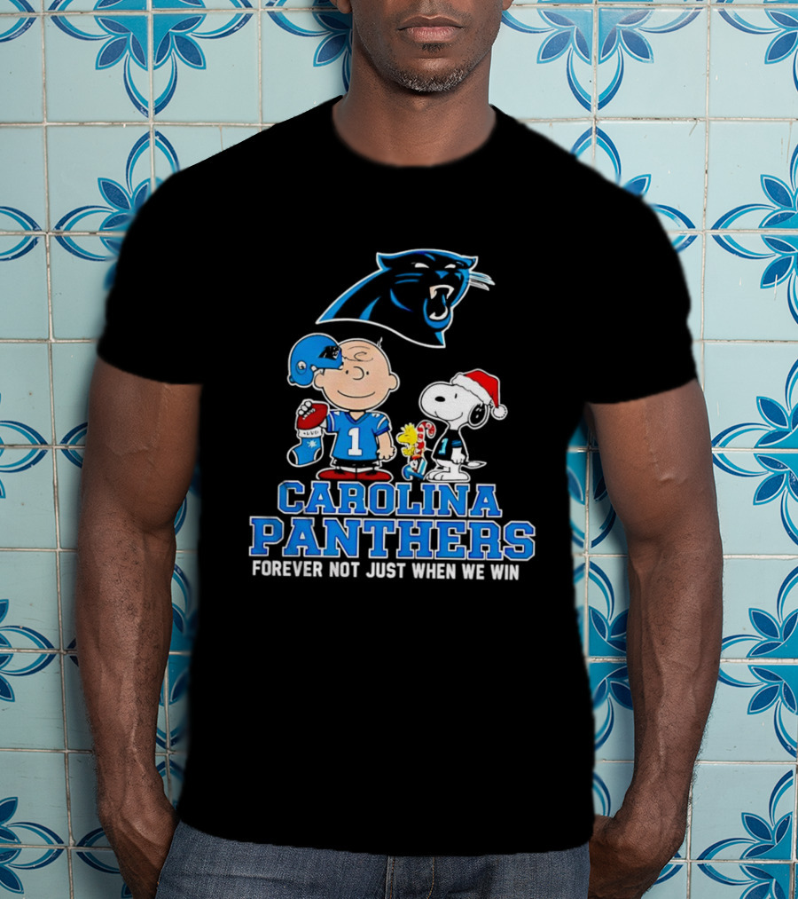 Carolina Panthers Snoopy Christmas Forever Not Just When We Win T-Shirt