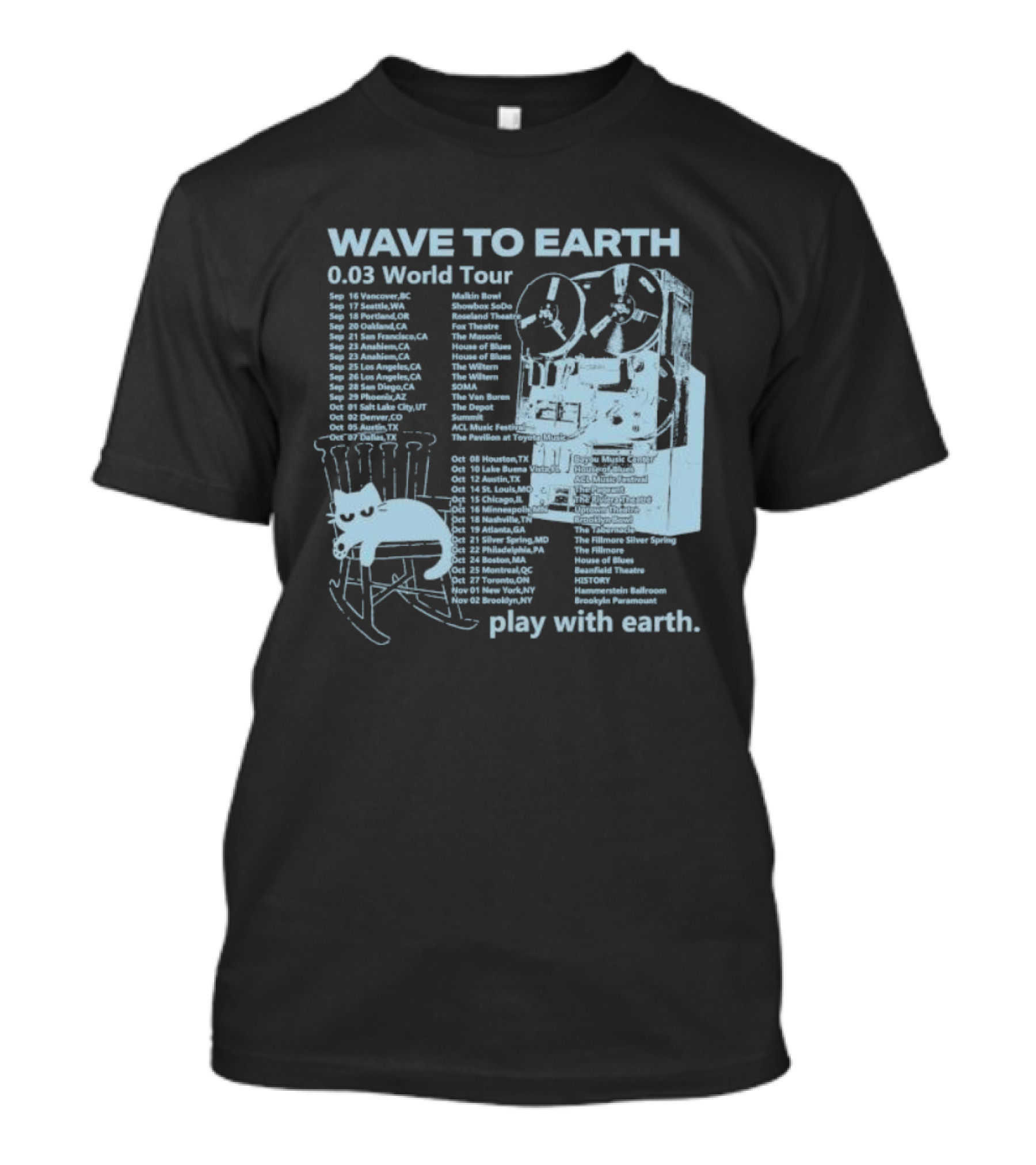 Wave To Earth 0.03 World Tour Play With Earth Concert Dates And Reel To Reel Graphics T-Shirt