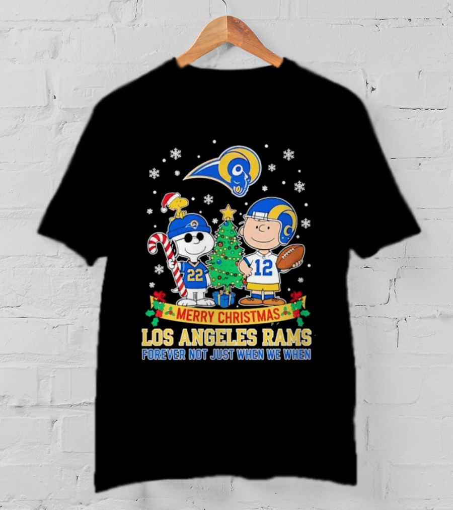Merry Christmas Peanuts Snoopy Los Angeles Rams Forever Not Just When We Win T-Shirt