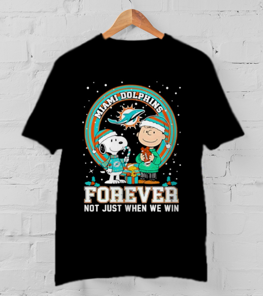Peanuts Snoopy Miami Dolphins Christmas Forever Not Just When We Win T-Shirt