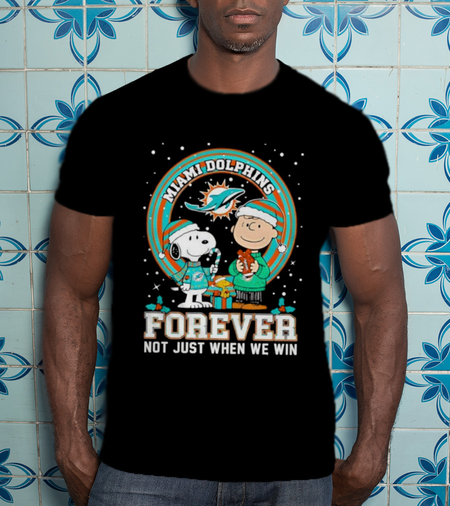 Peanuts Snoopy Miami Dolphins Christmas Forever Not Just When We Win T-Shirt