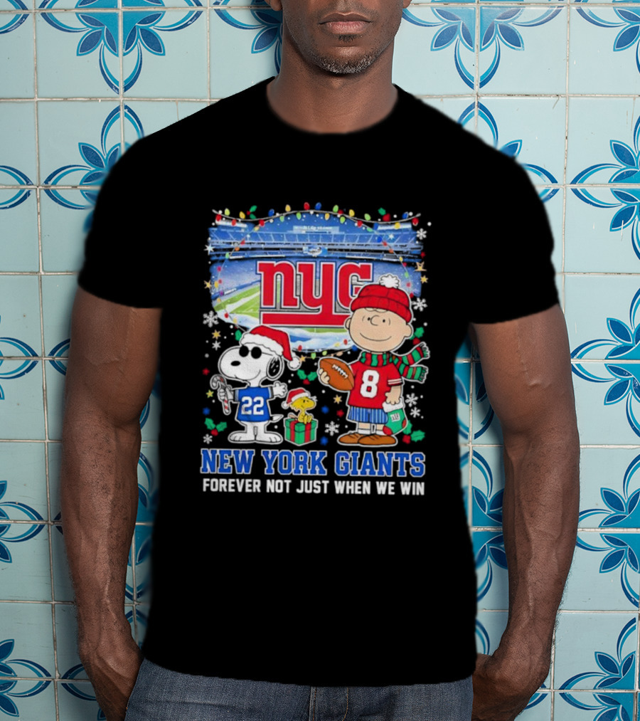 NYC Peanuts Snoopy Christmas New York Giants Forever Not Just When We Win T-Shirt