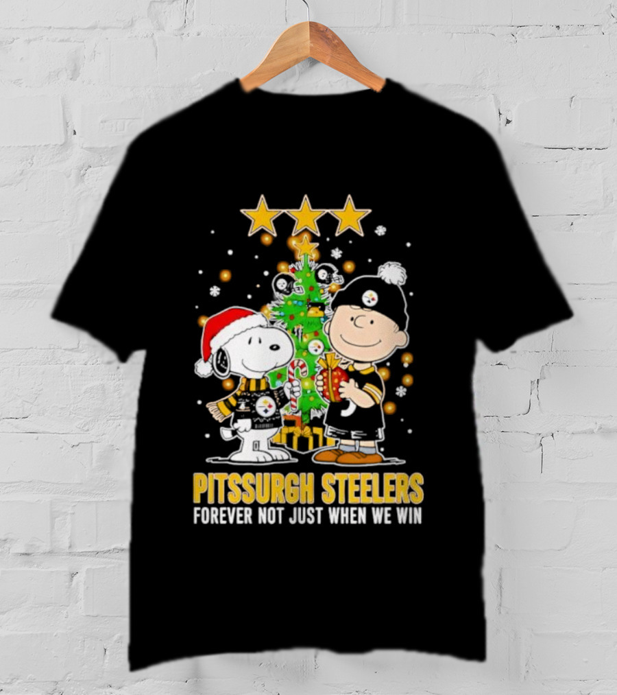 Peanuts Snoopy Christmas Tree Pittsburgh Steelers Forever Not Just When We Win T-Shirt