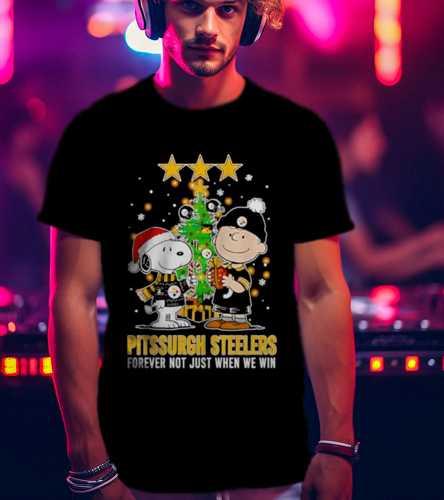 Peanuts Snoopy Christmas Tree Pittsburgh Steelers Forever Not Just When We Win T-Shirt