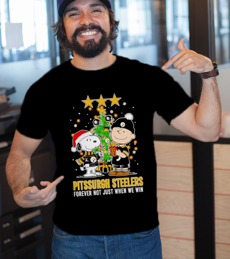 Peanuts Snoopy Christmas Tree Pittsburgh Steelers Forever Not Just When We Win T-Shirt