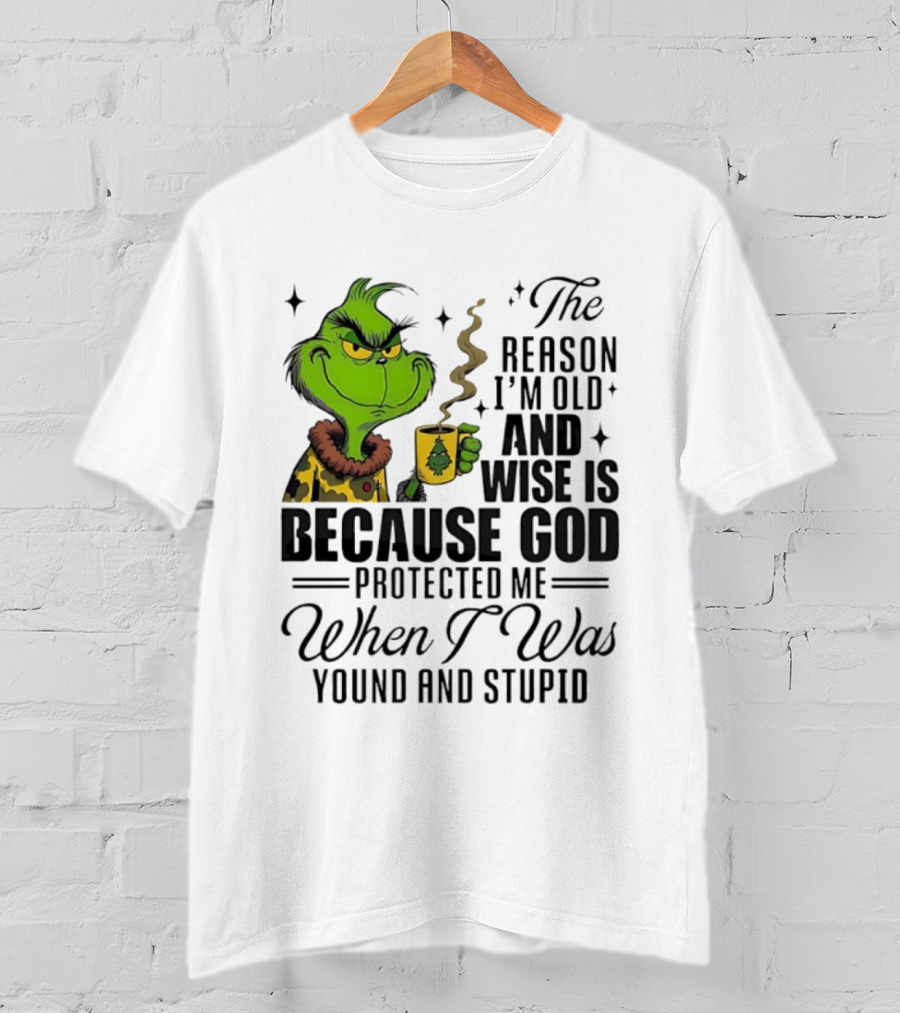 Grinch The Reason I'm Old And Wise Is Because God Protected Me When I Was Young And Stupid T-Shirt