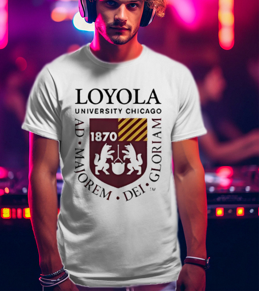 Loyola University Chicago AD Majorem Dei Gloriam 1870 Crest Emblem T-Shirt