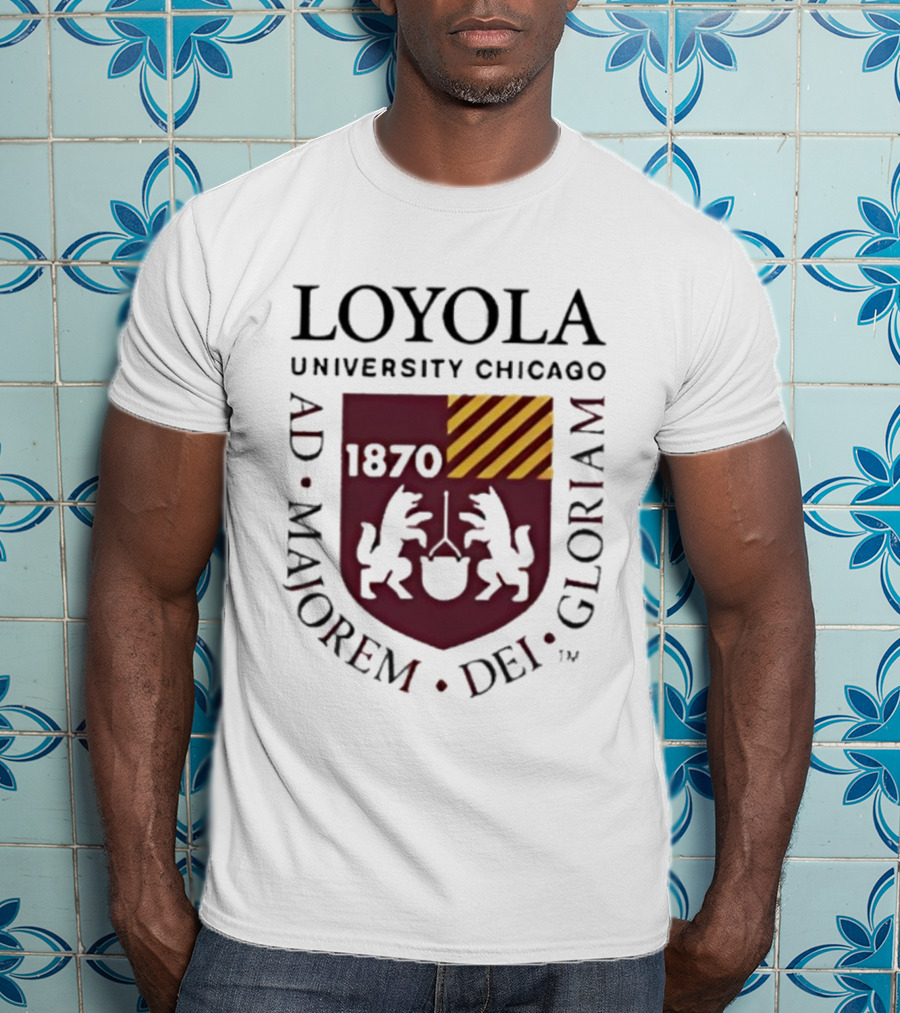 Loyola University Chicago AD Majorem Dei Gloriam 1870 Crest Emblem T-Shirt
