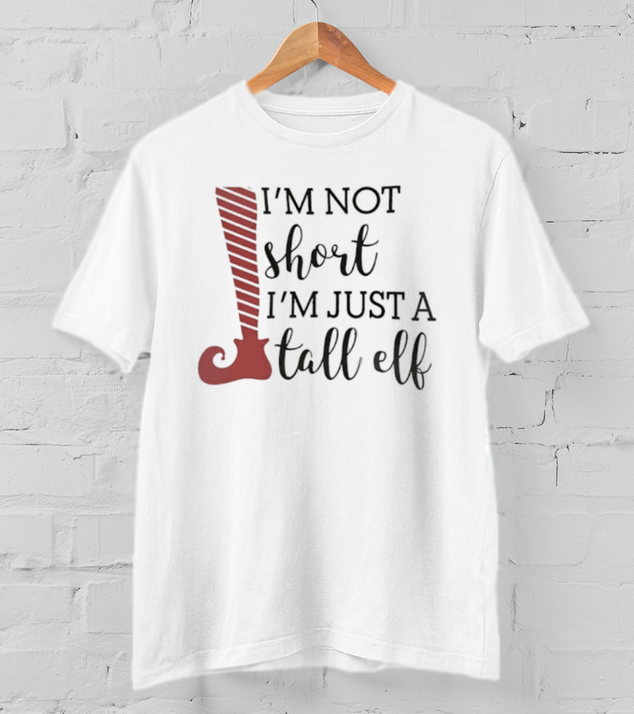 I'm Not Short I'm Just A Tall Elf Red Striped Bootleg T-Shirt