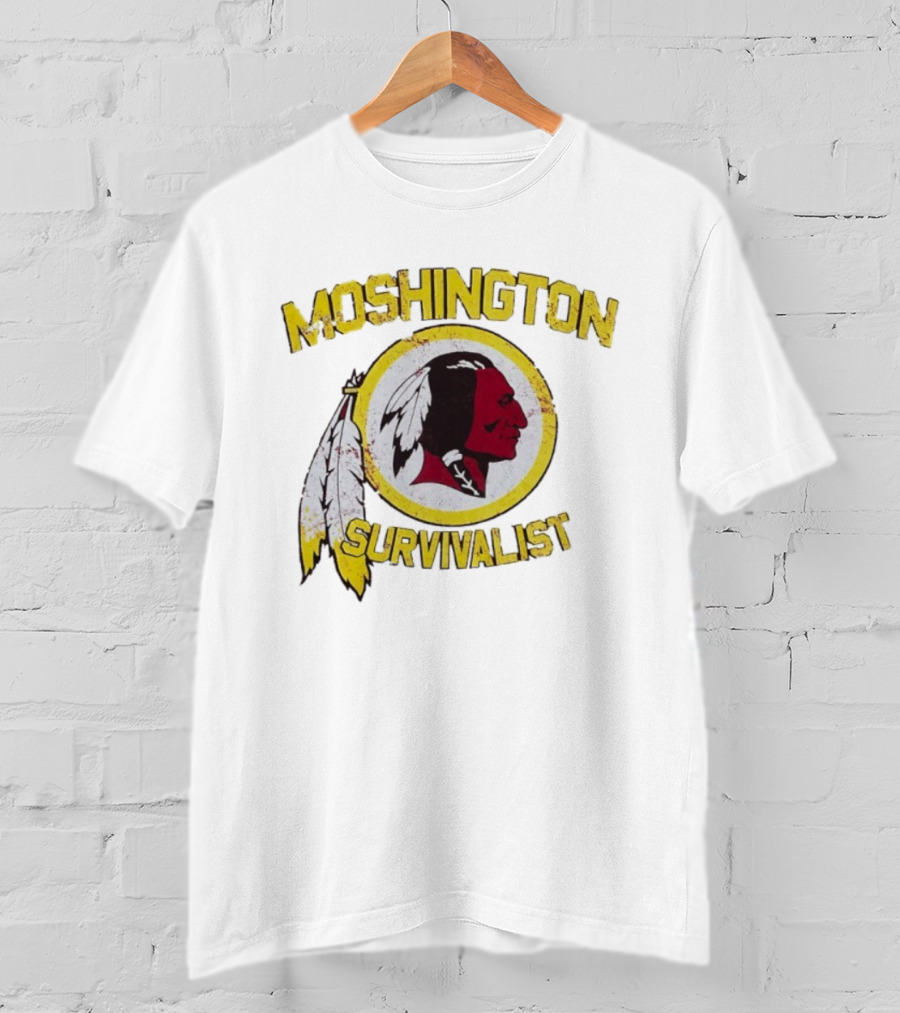 Moshington Survivalist Washington Commanders Logo Feather Emblem T-Shirt