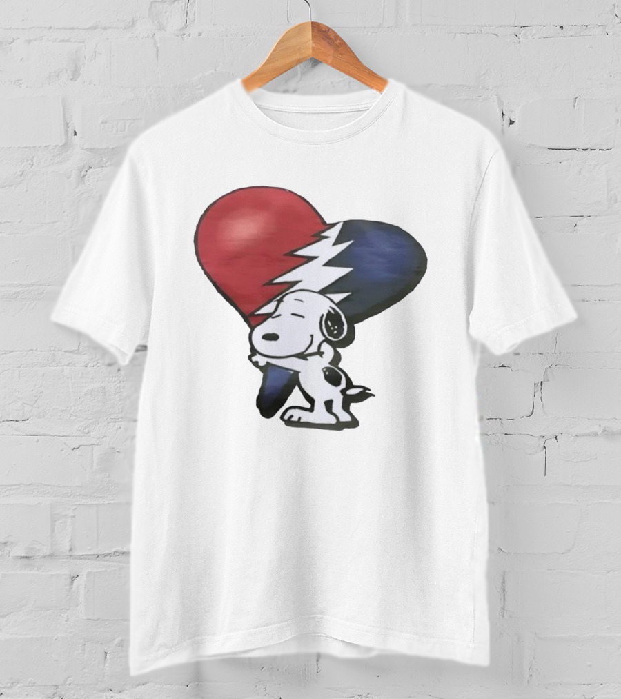 Snoopy Hug Heart Grateful Dead Lightning Bolt T-Shirt