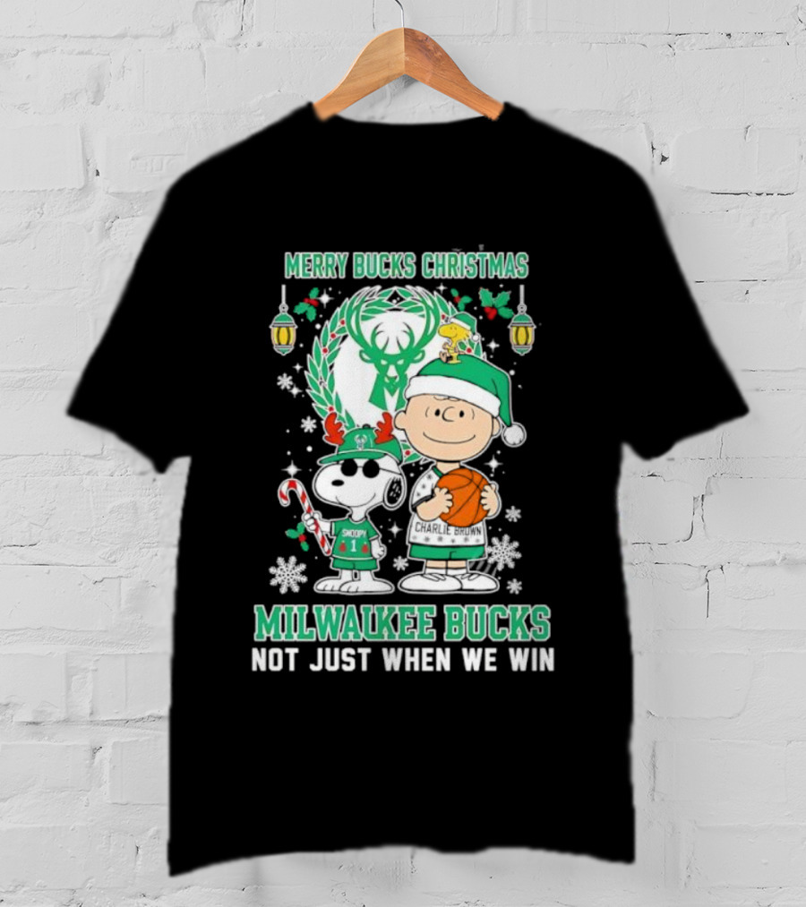 Merry Bucks Christmas Snoopy Milwaukee Bucks Forever Not Just When We Win T-Shirt