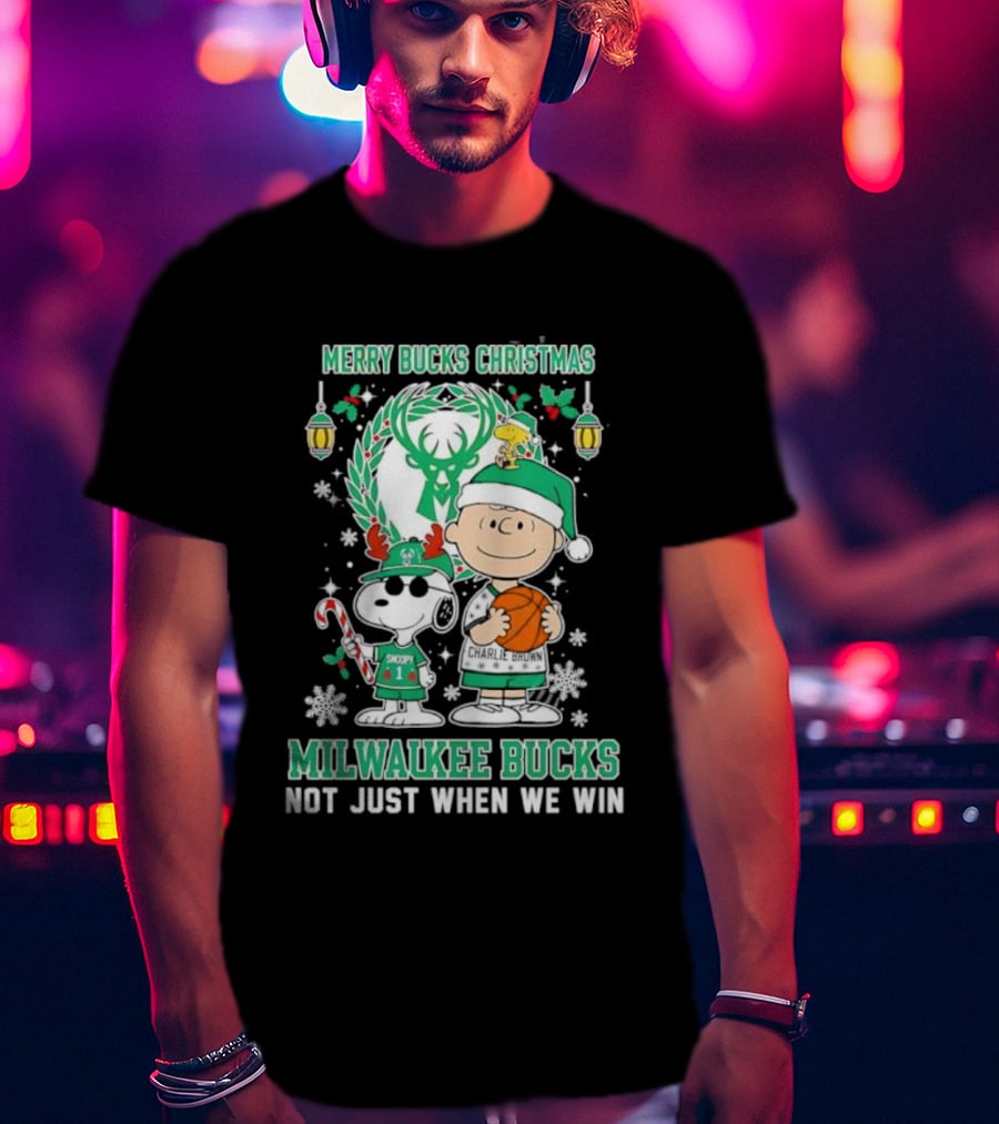 Merry Bucks Christmas Snoopy Milwaukee Bucks Forever Not Just When We Win T-Shirt