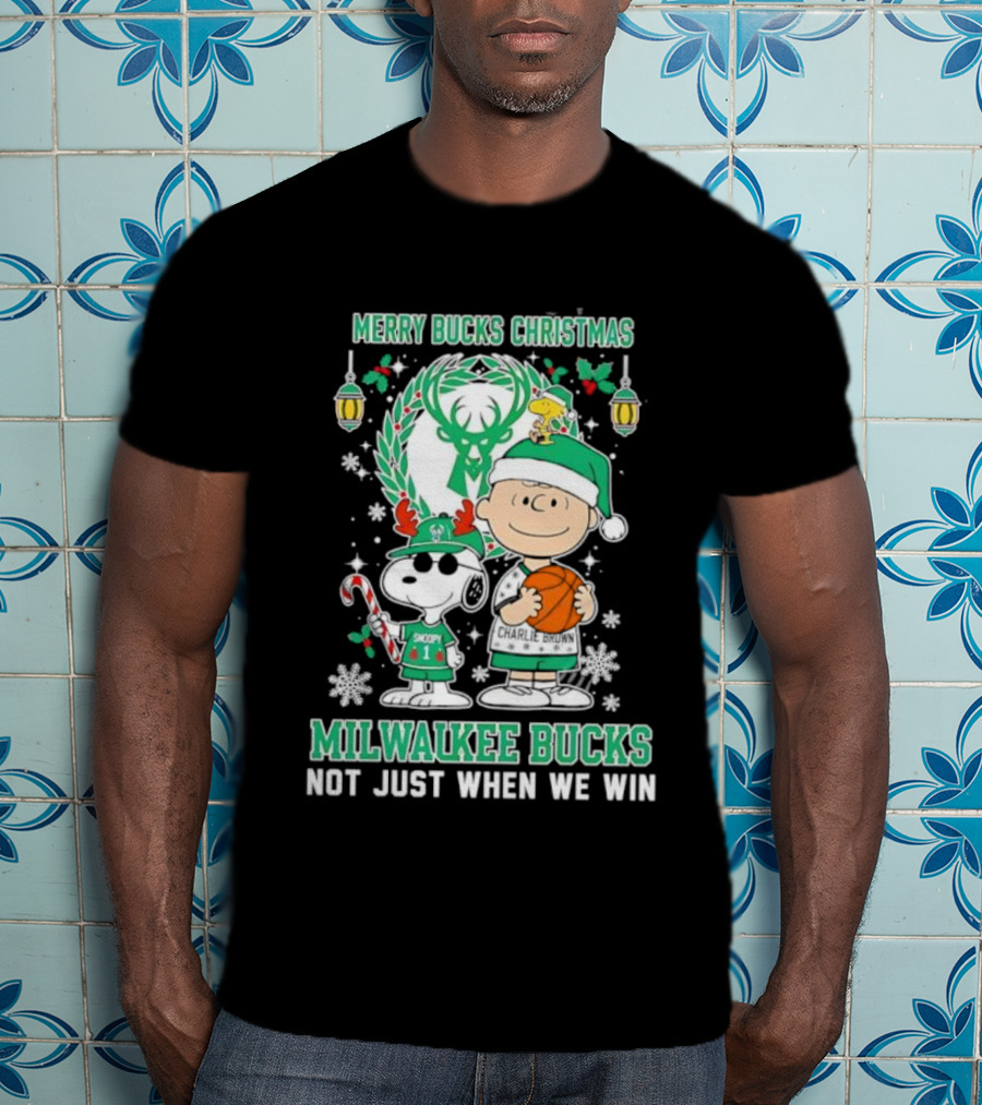 Merry Bucks Christmas Snoopy Milwaukee Bucks Forever Not Just When We Win T-Shirt