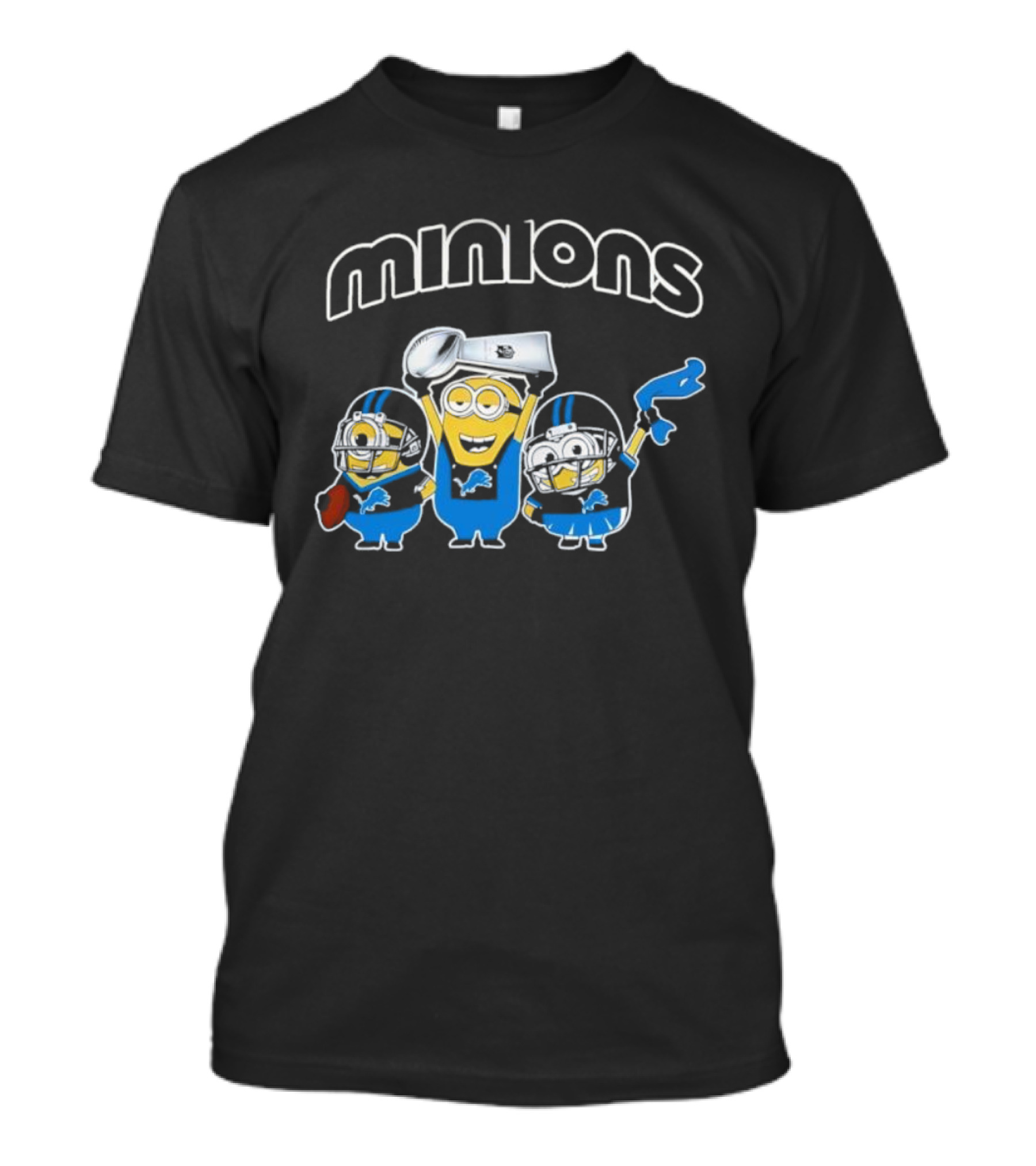 Detroit Lions Minions Celebrate NFL Victory With Trophy And Team Spirit T-Shirt