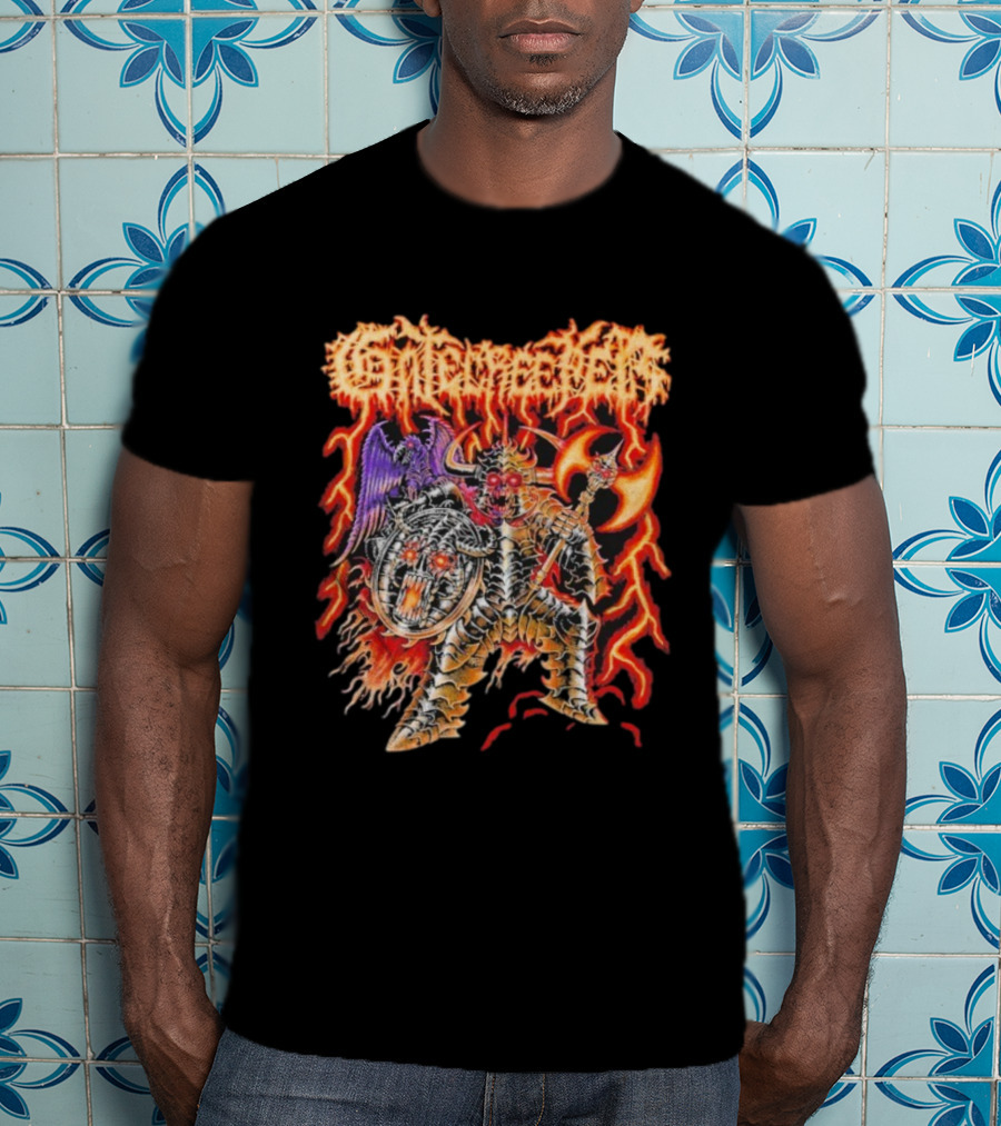 Gatecreeper Raven Lord Flames Skeleton Warrior Ravenax T-Shirt
