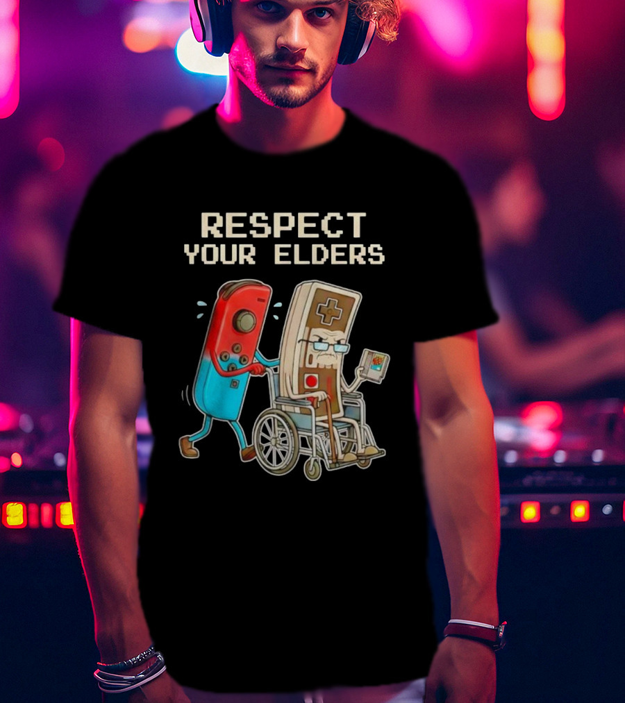 Respect Your Elders Nintendo Switch Joy-Con NES Controller Retro Gaming T-Shirt