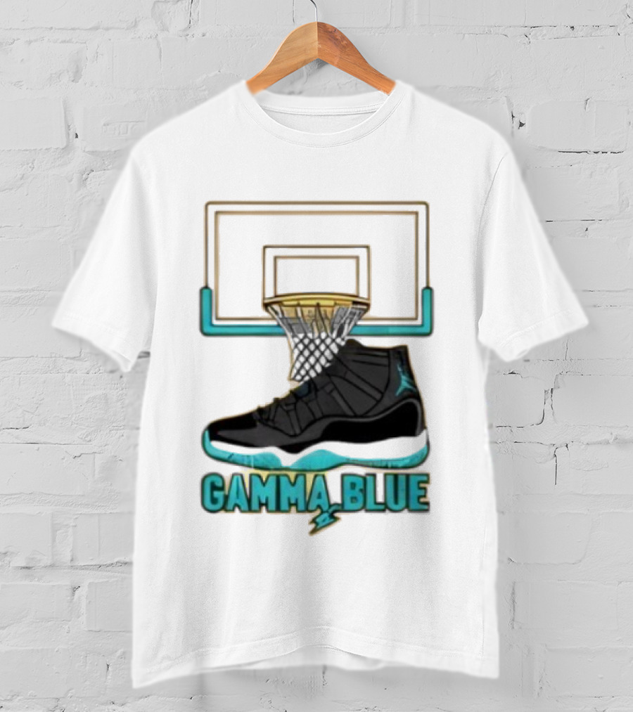 Air Jordan 11 Gamma Blue Basketball Hoop Sneaker T-Shirt