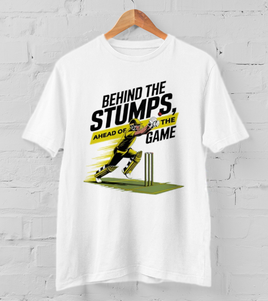 Behind The Stumps Ahead Of The Game Cricket Batsman Wicketkeeper Catching Ball T-Shirt