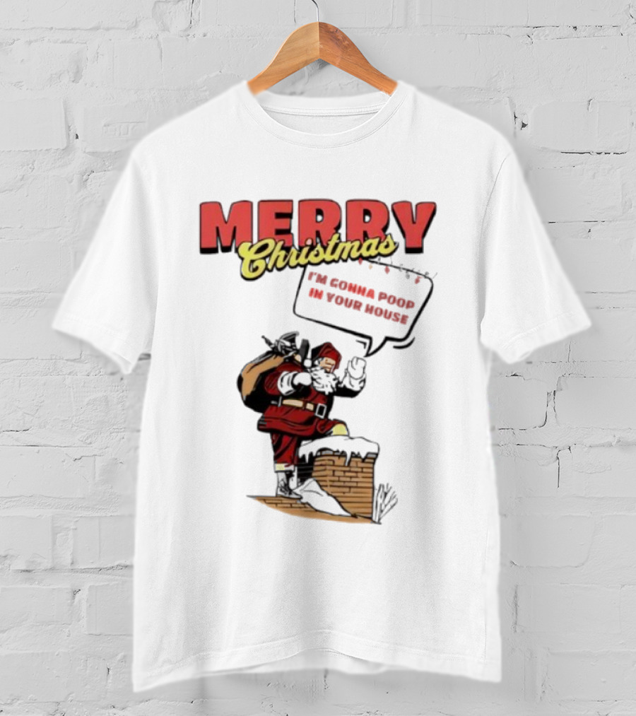 Cleveland Merry Christmas With Santa Climbing Down Chimney T-Shirt