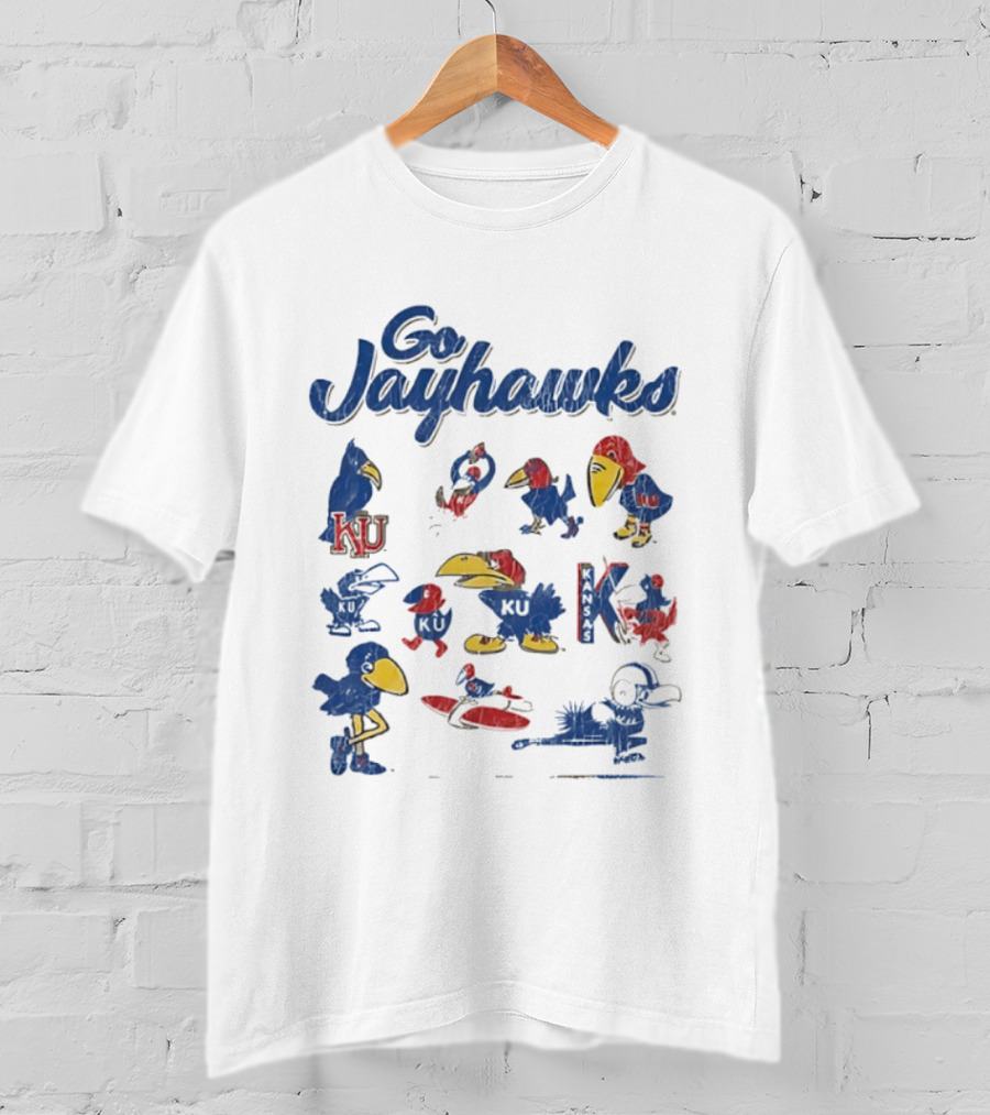 Go Kansas Jayhawks KU Football Vintage Style T-Shirt