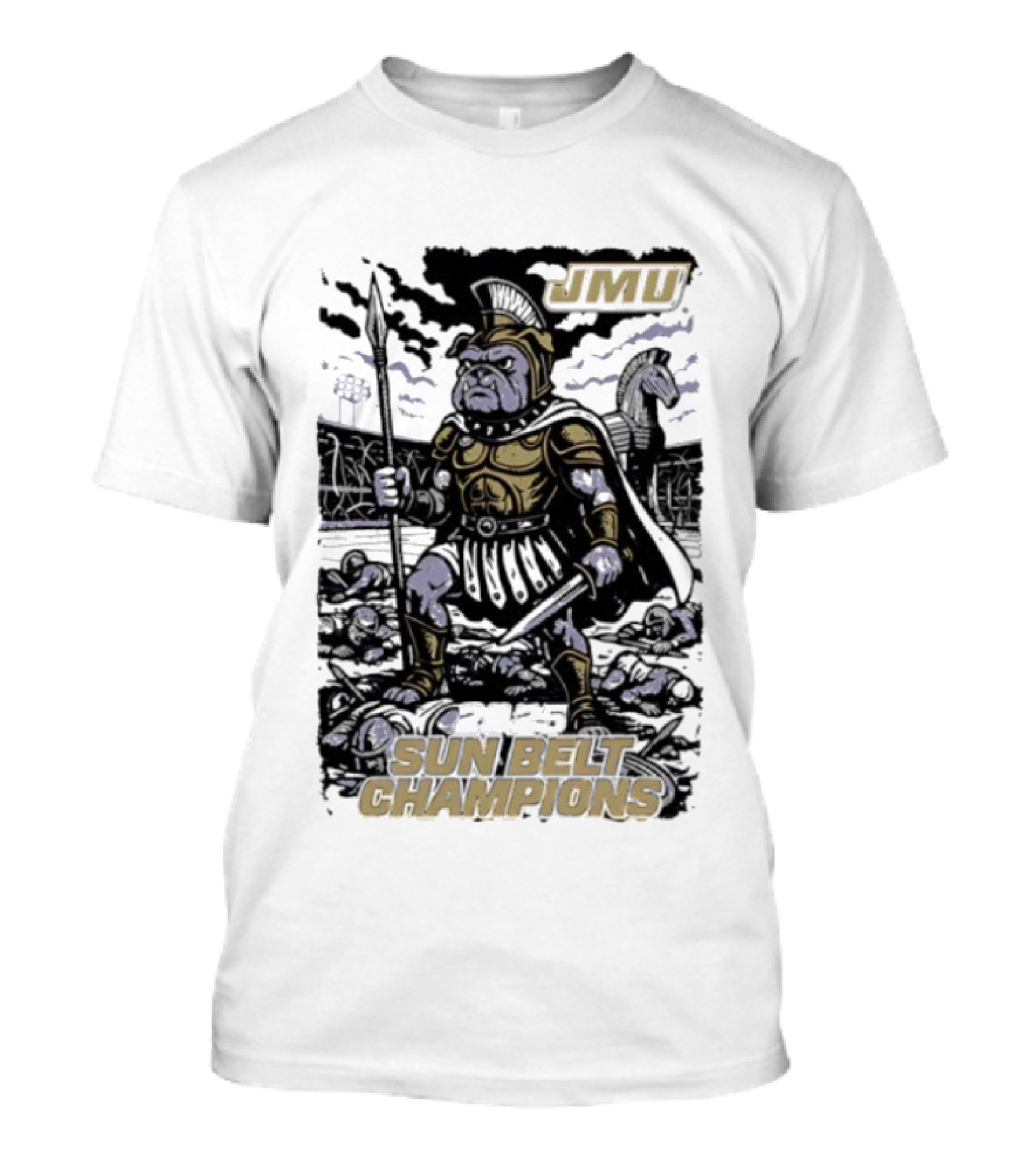 JMU Sun Belt Champions Roman Warrior Illustration T-Shirt